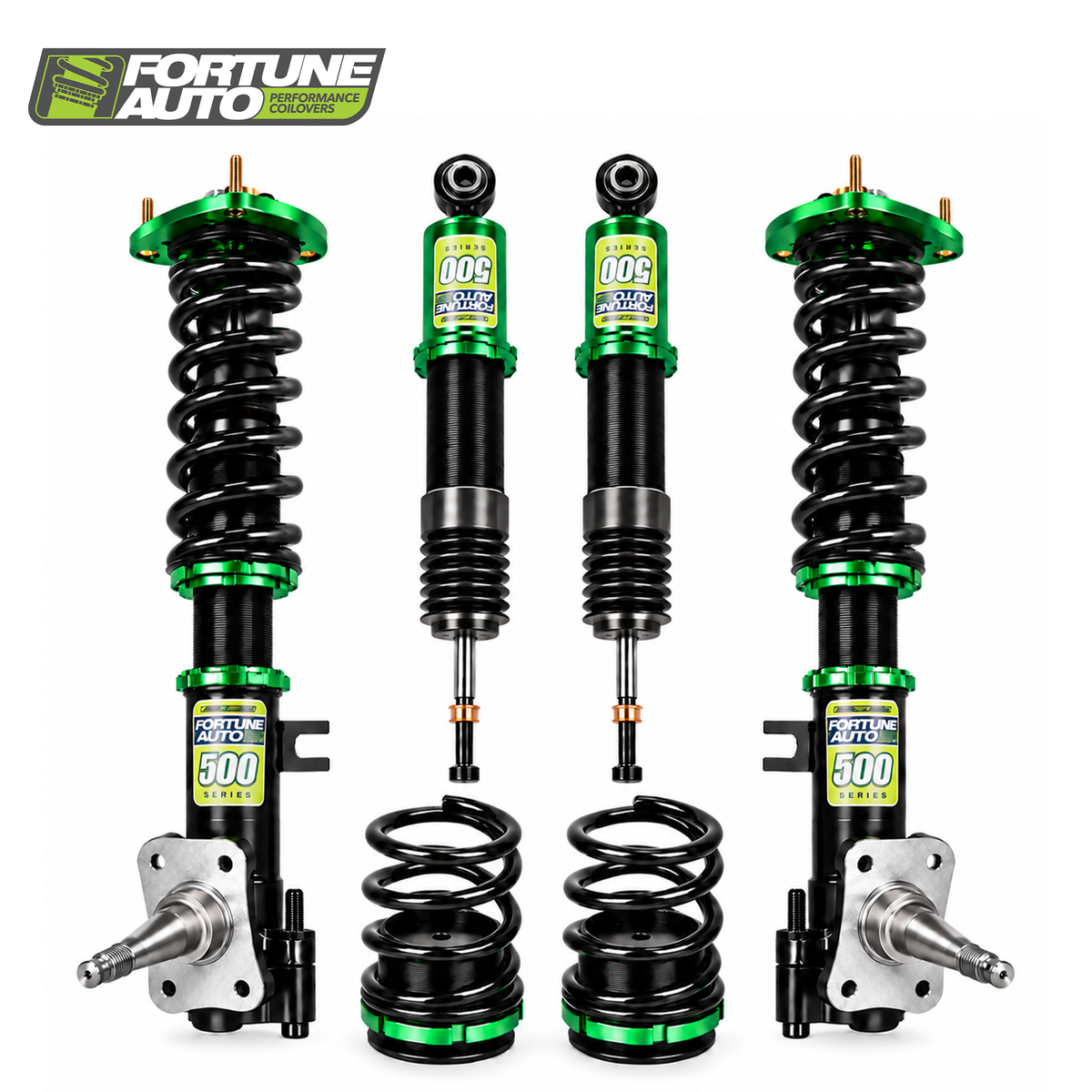 Fortune Auto 500 Series coilover kit for 1983-1987 Toyota Corolla AE86 with OEM-style separate rear suspension