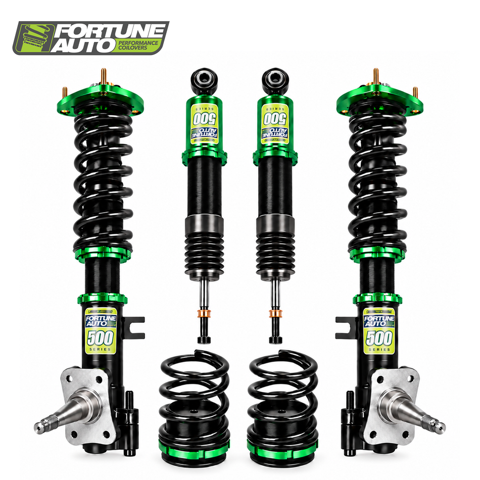 Fortune Auto 500 Series coilover kit for 1983-1987 Toyota Corolla AE86 with OEM-style separate rear suspension