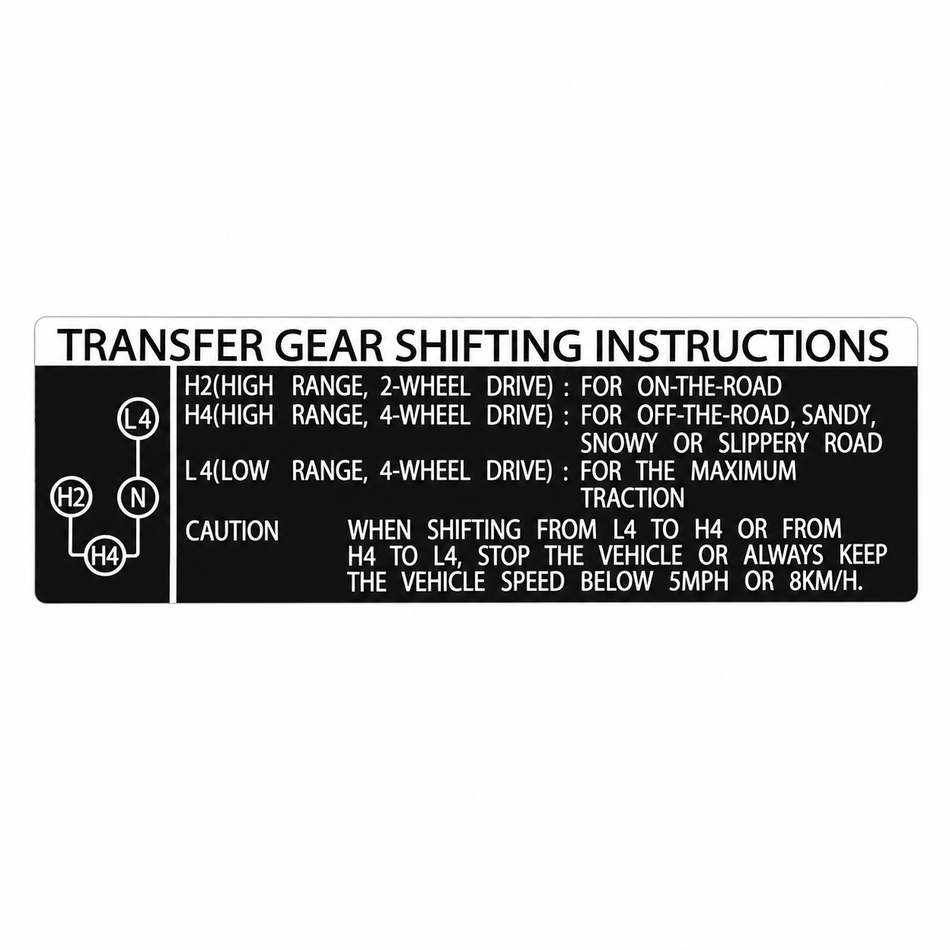 Transfer Case Gear Shifting Instructions Decal OEM Style (1984-89 4Runner/Pickup)