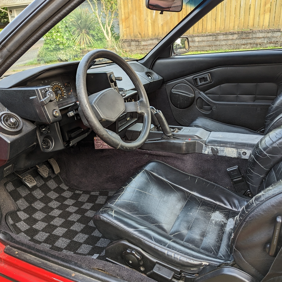 AW11 P2M Dark Grey Checkered Floor Mat Set (1984-89 MR2)