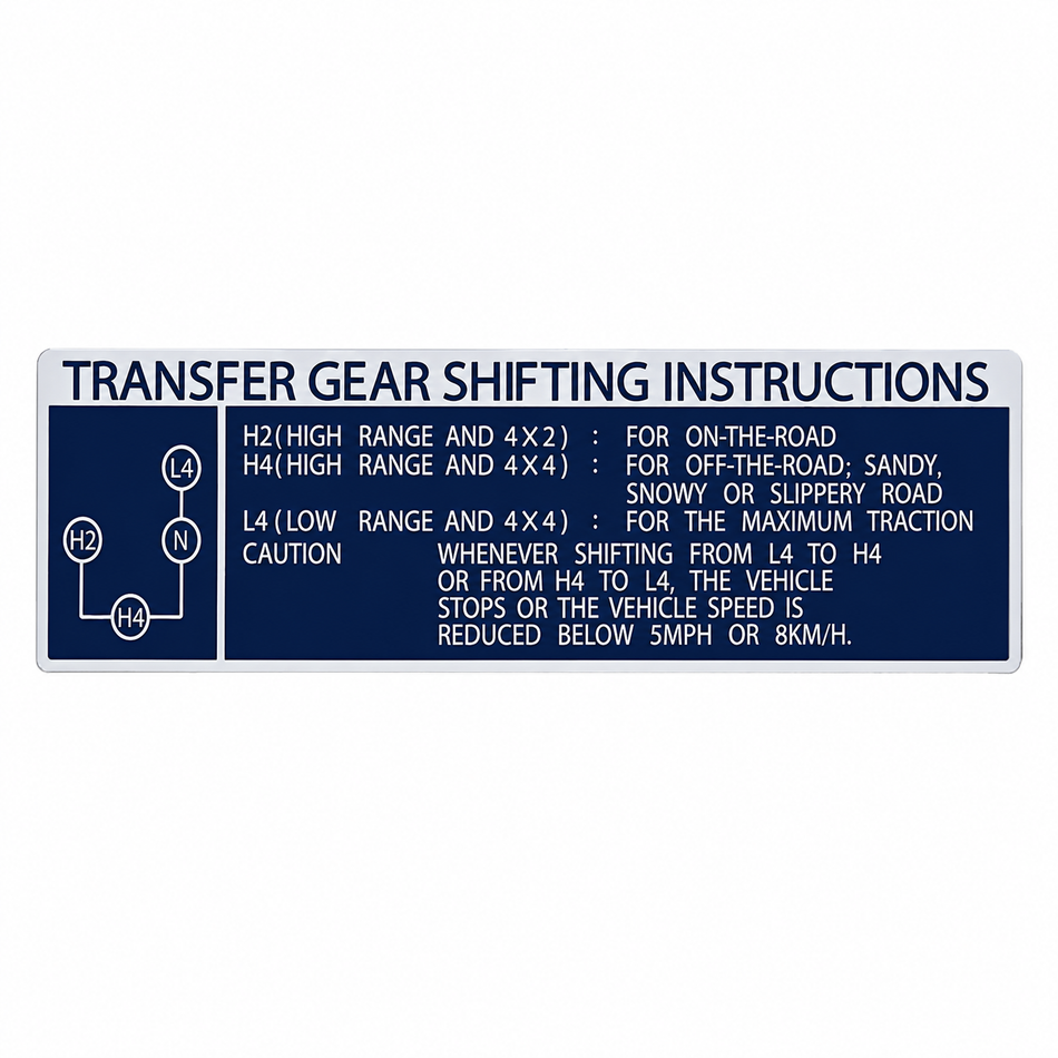 Transfer Case Gear Shifting Instructions Decal (1979-1983 Pickup)