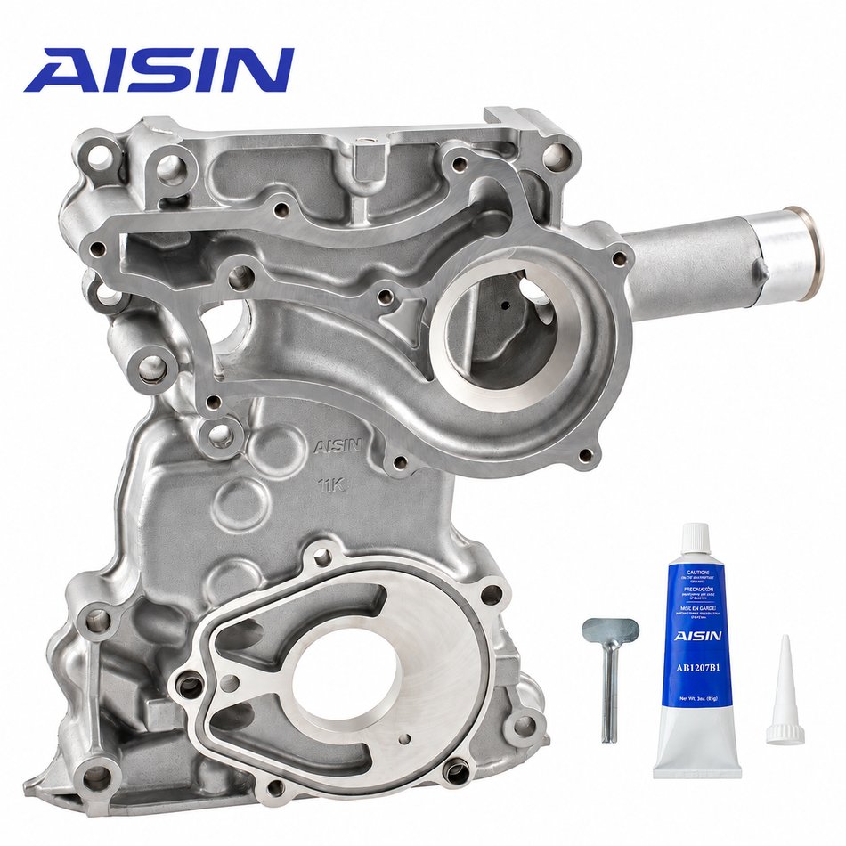 AISIN engine timing cover assembly for later single-row 22R and 22RE timing-chain applications
