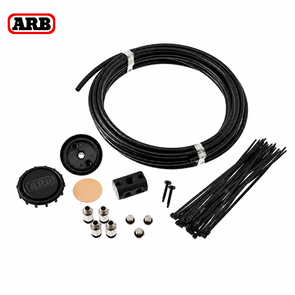 ARB differential breather kit with manifold, filter, tubing, and fittings
