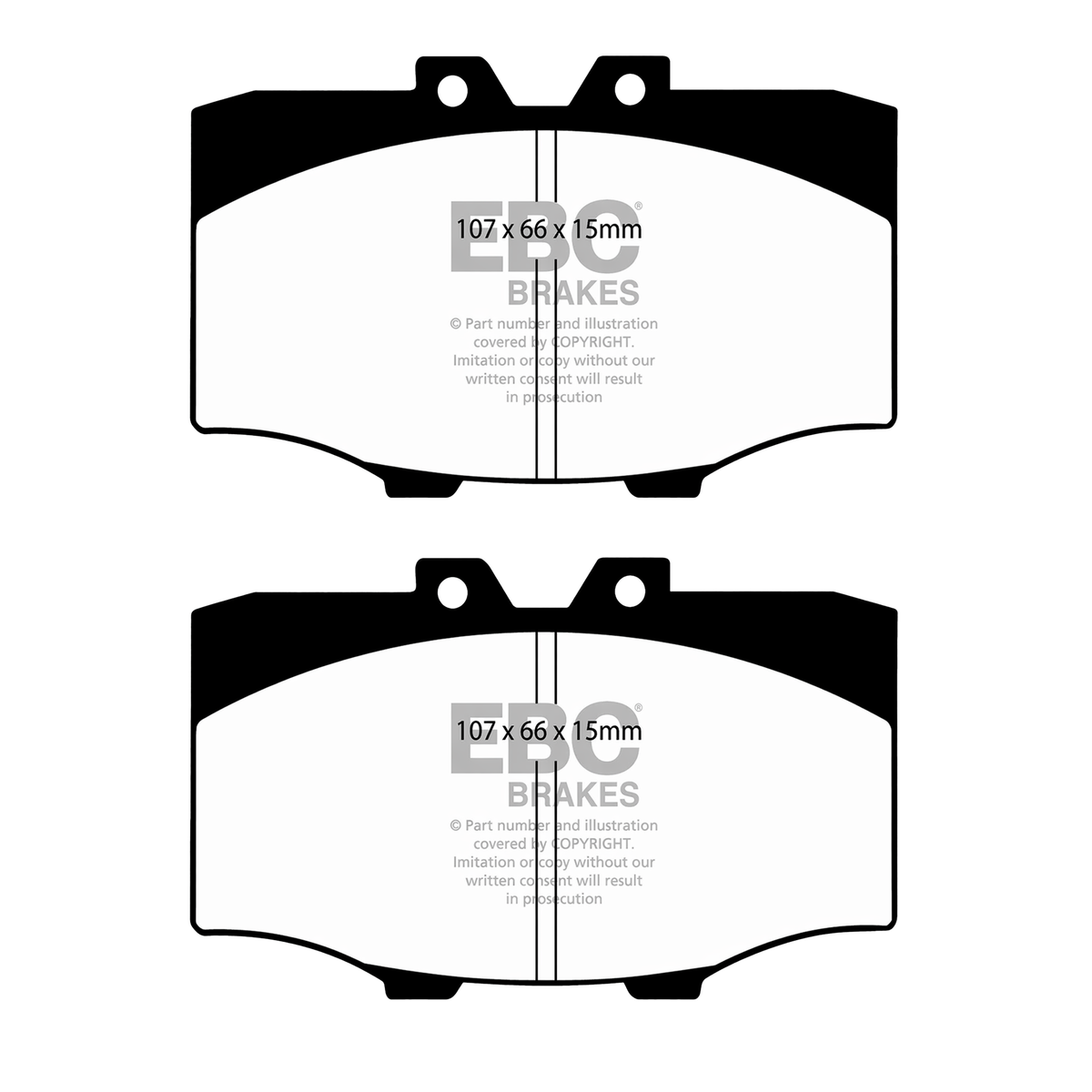 EBC Yellowstuff front brake pad friction material and backing plate