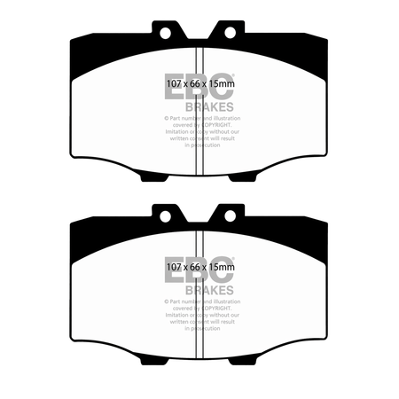 EBC Yellowstuff front brake pad friction material and backing plate