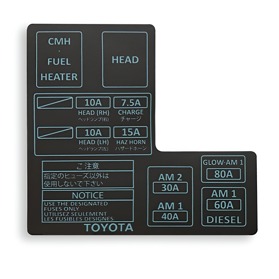 Fuse Box 22RE Decal Sticker 15A (1984-89 4Runner/Pickup)