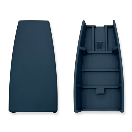 Blue rear seat hinge cover, front and back views, for 1984-89 Toyota 4Runner