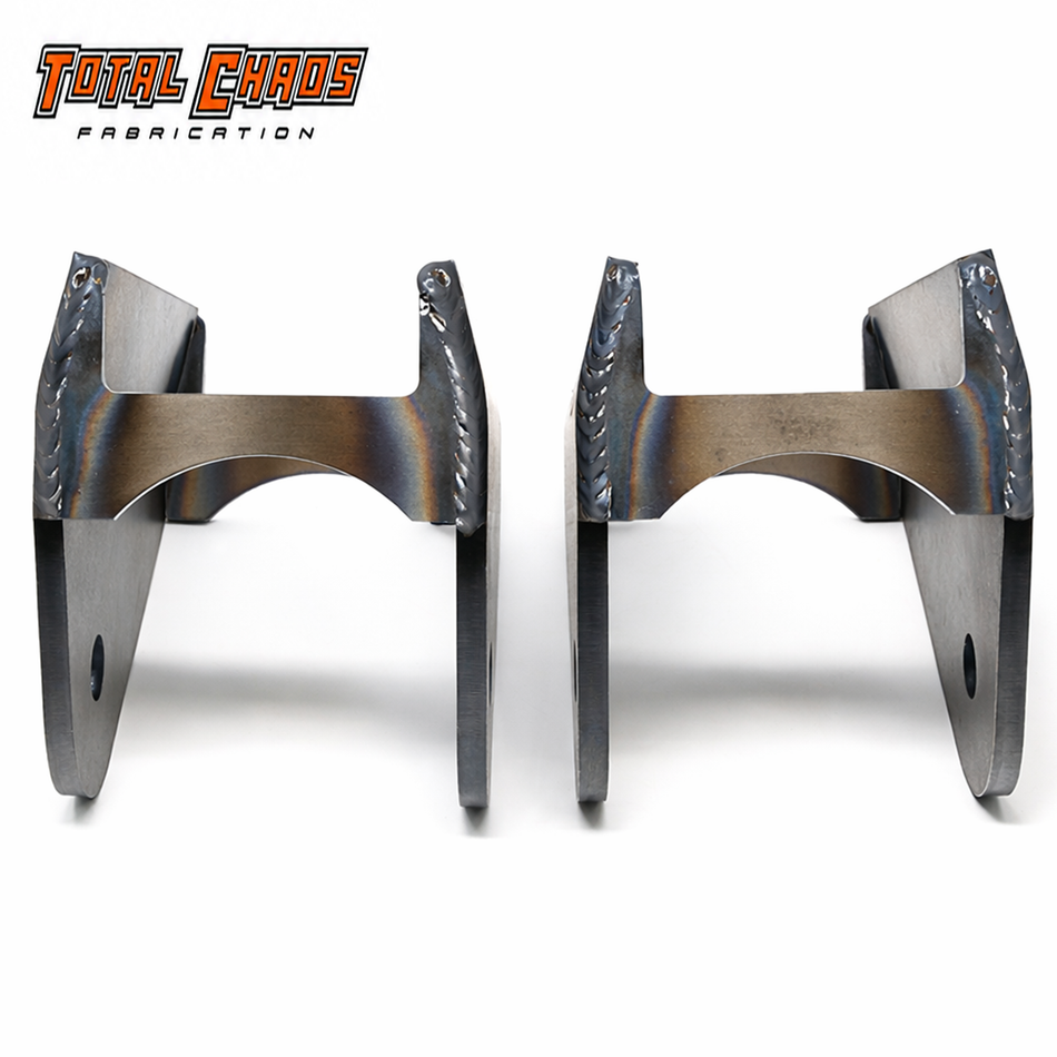 Total Chaos front leaf-spring hanger weld-on bracket detail
