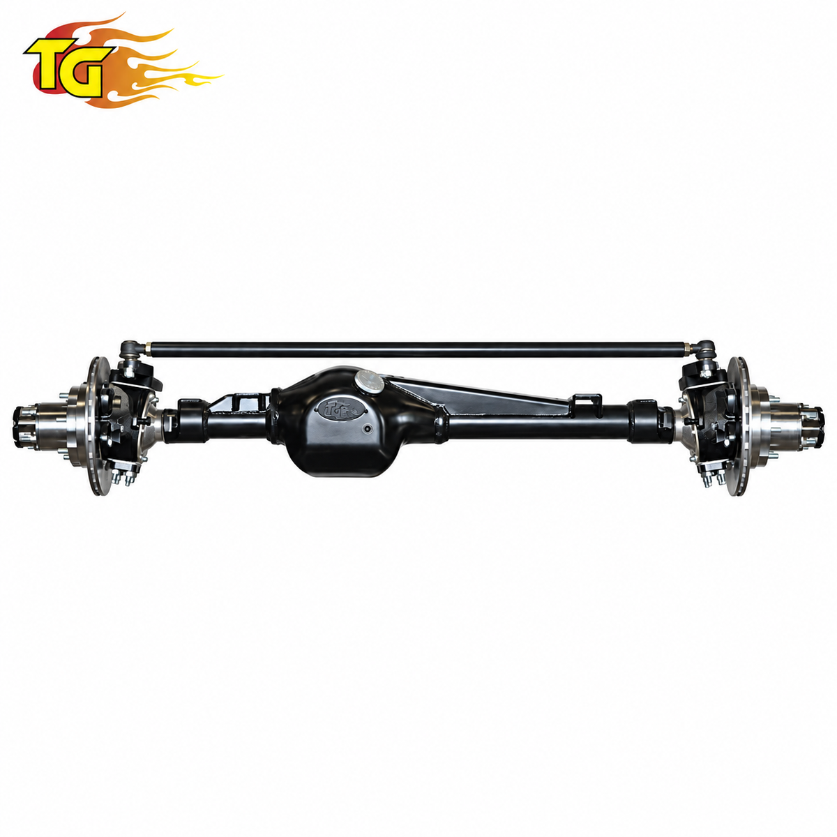 Trail-Gear Rock Assault fully built front axle assembly with labeled components