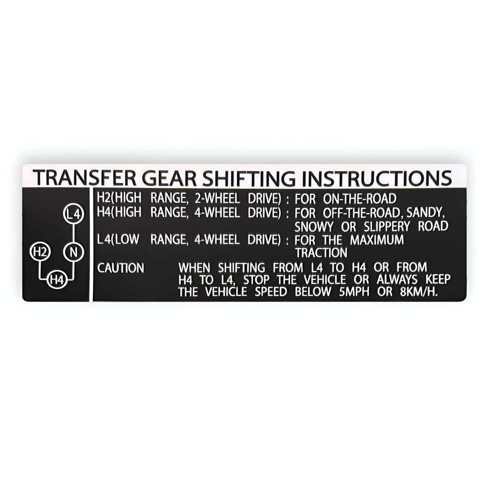 Transfer Case Gear Shifting Instructions Decal (1984-89 4Runner/Pickup)